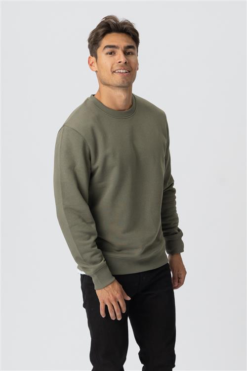 Sweatshirt Crewneck - Armygrøn - Herre - S - TeeShoppen