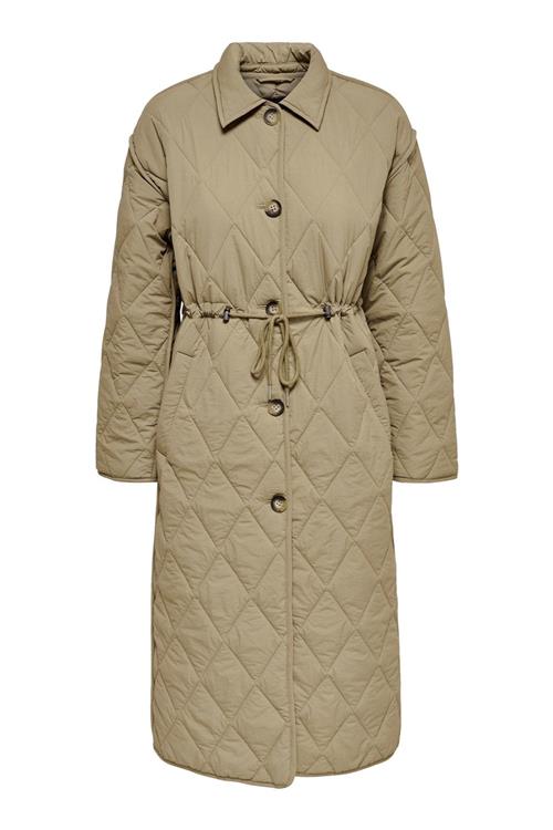 Naya Quilted Long Coat - Petrified Oak - Dame - S - ONLY