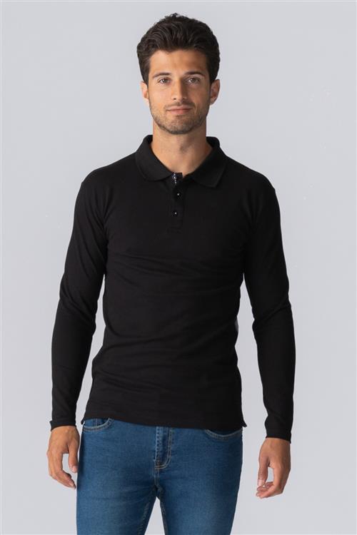 Muscle langærmet Polo Shirt - Sort - Herre - 3XL - TeeShoppen