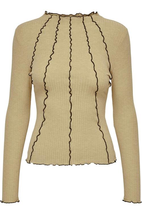 Emma Lia Highneck Bluse - Incense - L - ONLY