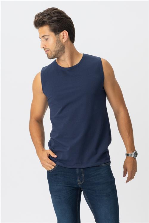 Sleeveless Tee - Navy - Herre - 2XL - TeeShoppen