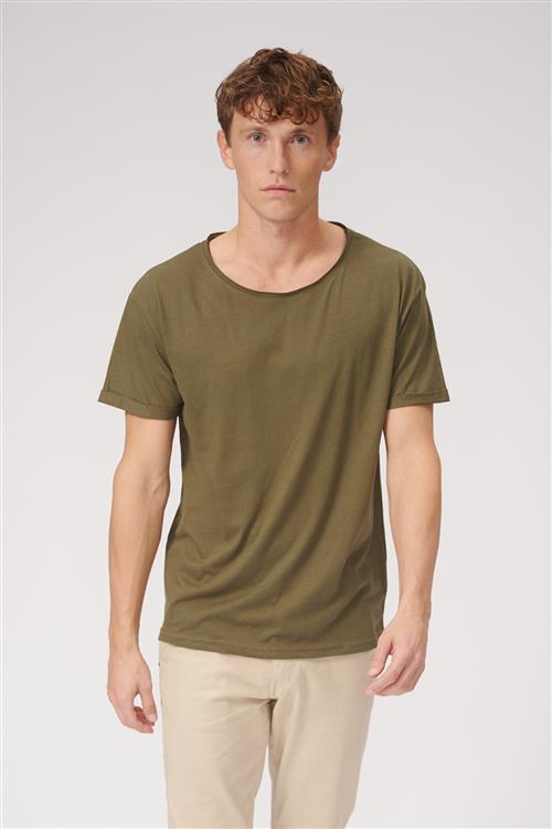 Dyb Rund Hals - Oliven Grøn - Herre - XL - TeeShoppen