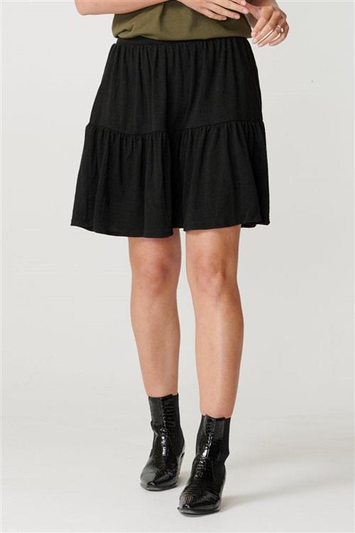 Basic blød mini nederdel - Sort - Dame - L - PIECES