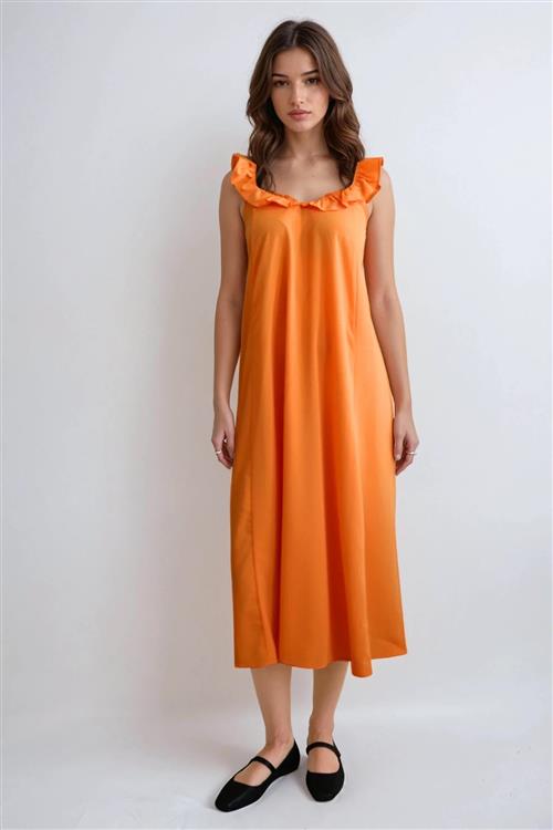 Zora Midi Kjole - Sun Orange - S - ONLY