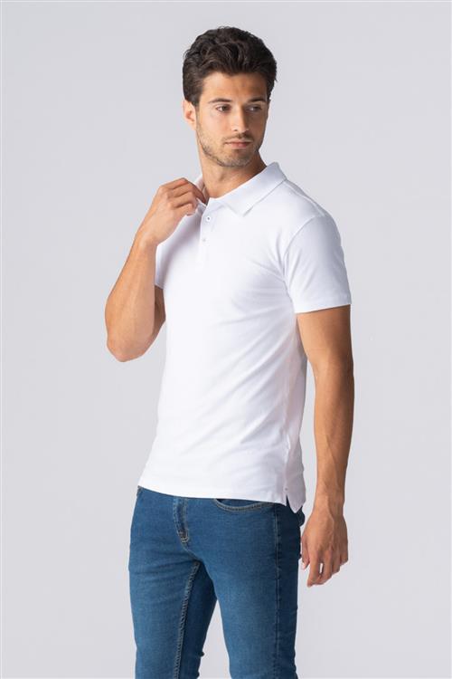 Muscle Polo Shirt - Hvid - Herre - M - TeeShoppen