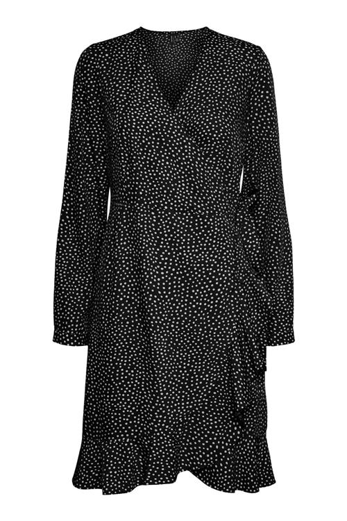 Henna Wrap Frill Kjole - Black/Snow White - XL - Vero Moda