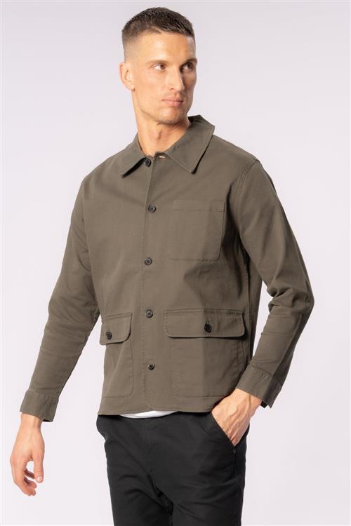Twill Skjortejakke - Mørk Oliven (BUTIK) - L - TeeShoppen