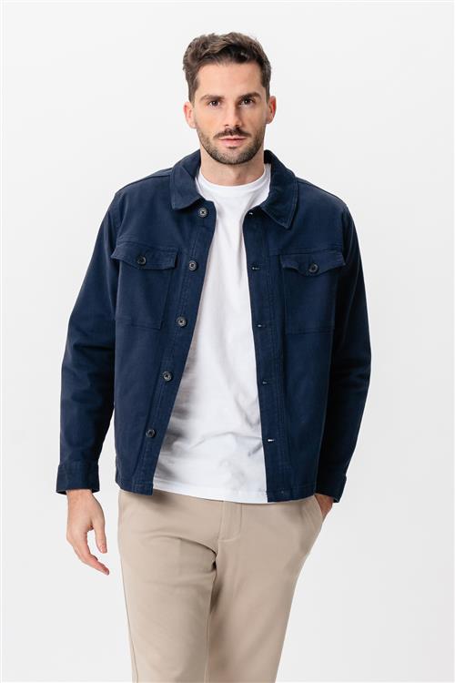 Twill Overshirt - Navy - BUTIK - M - TeeShoppen