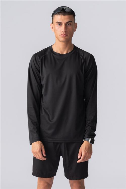 Langærmet Trænings T-shirt - Sort - Herre - L - TeeShoppen