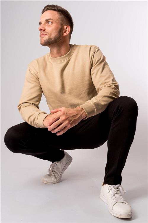 Basic Crewneck - Sand - Herre - S - TeeShoppen