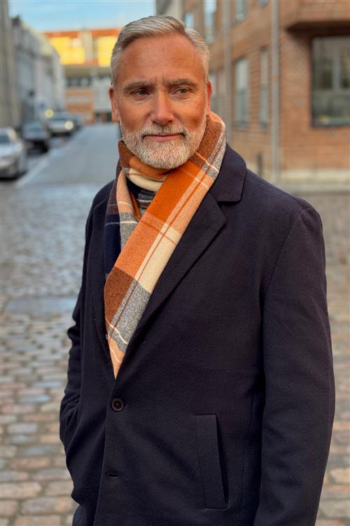 Tørklæde - Navy / Orange - Herre - One Size - TeeShoppen