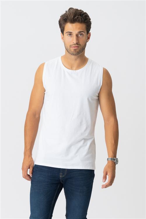 Sleeveless Tee - Hvid - Herre - 2XL - TeeShoppen