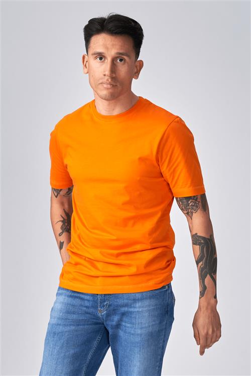 Basic T-shirt - Orange - Slim fit - Herre - S - TeeShoppen