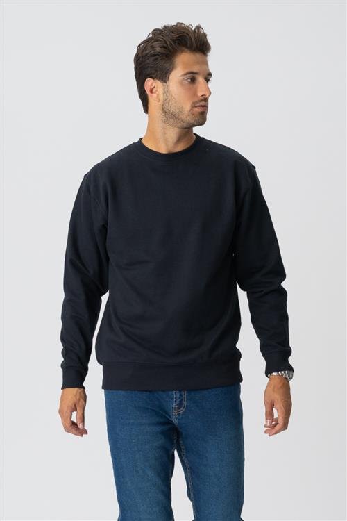Basic Crewneck - Sort - Herre - M - TeeShoppen