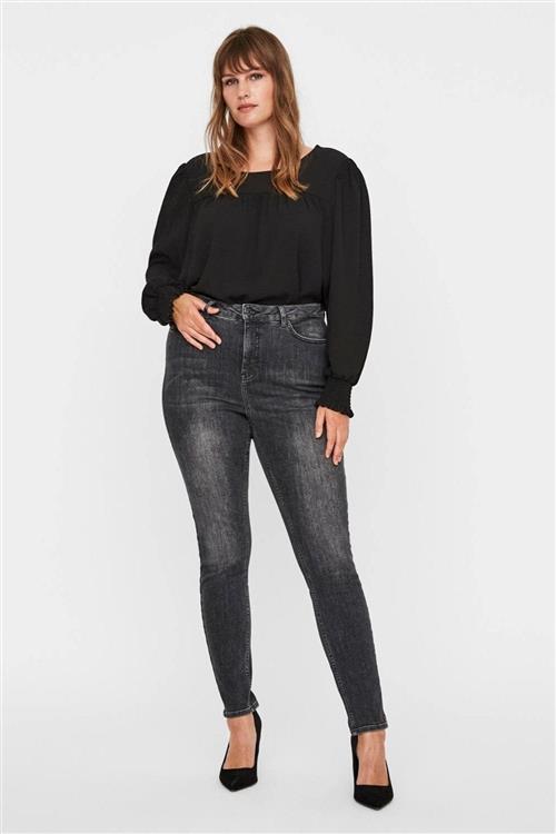 Lora Jeans high waisted (Curve) - Sort-grå denim - Dame - 42 - Vero Moda Curve