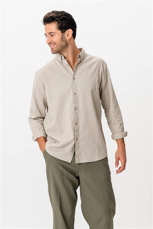 Hørskjorte - Sand - XL - TeeShoppen