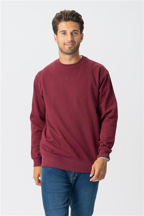 Basic Crewneck - Bordeaux Rød - Herre - 4XL - TeeShoppen