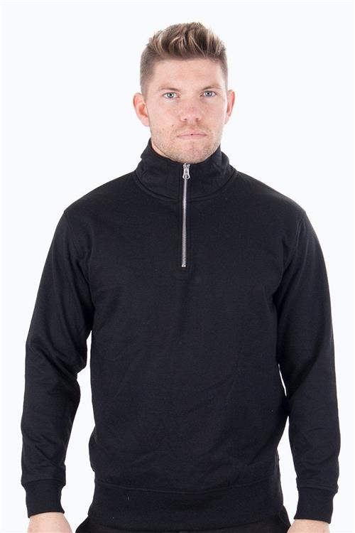 Quarter Zip sweat - Sort - Herre - XL - TeeShoppen