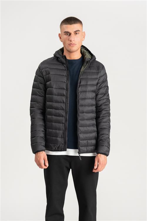 Hooded Let Puffer Jakke - Sort - Herre - L - TeeShoppen