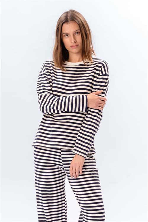 Stribet Trøje - Blå - L/XL - TeeShoppen