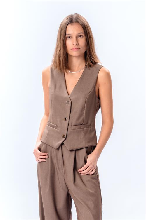 Nadia Vest - Taupe - L - TeeShoppen