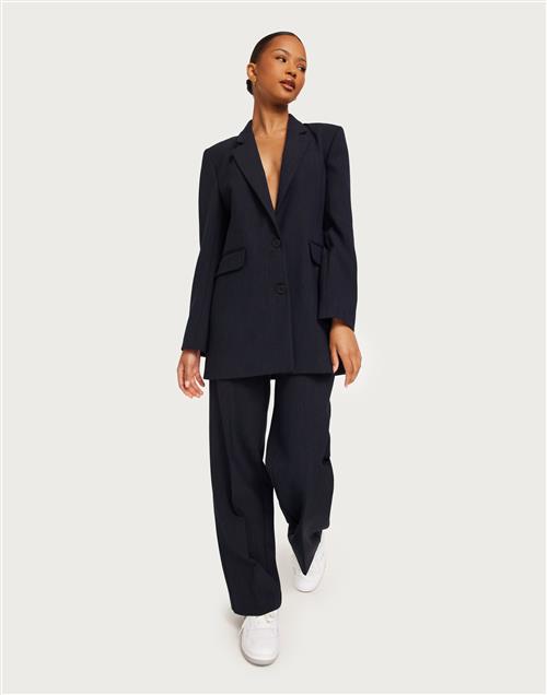 Selected Femme - Blå - Slfrita Mw Wide Pant Dark Sap Mel N