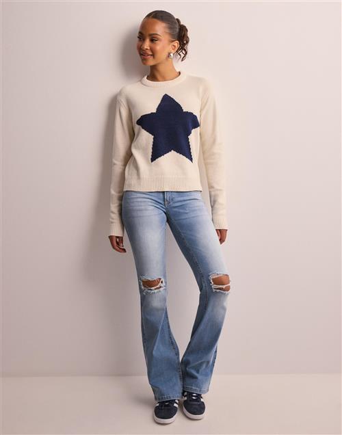 Nelly - Hvid - Star Knit Sweater