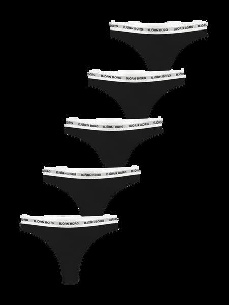 Björn Borg Logo Thongs 5-pack Sort, XXL