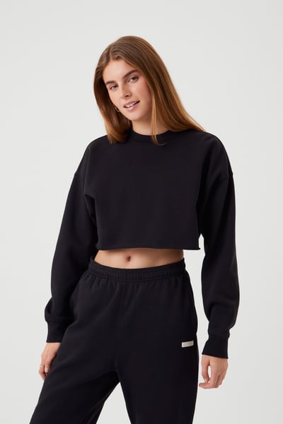 Björn Borg Studio Oversized Cropped Crew Sort, XL