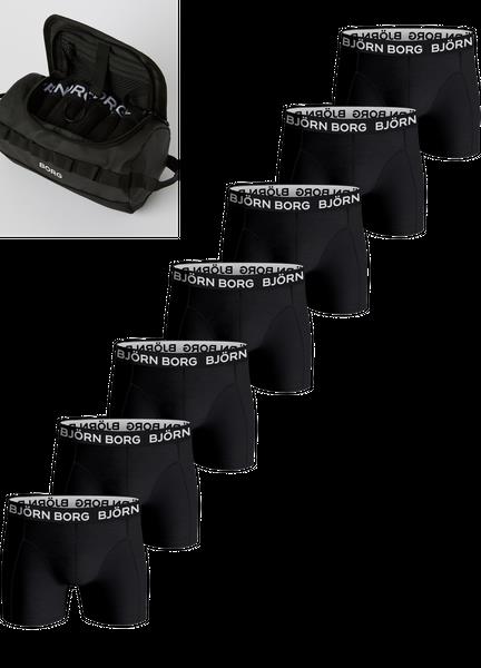 Björn Borg Cotton Stretch Boxer + Wash Bag 7-pack Sort, L