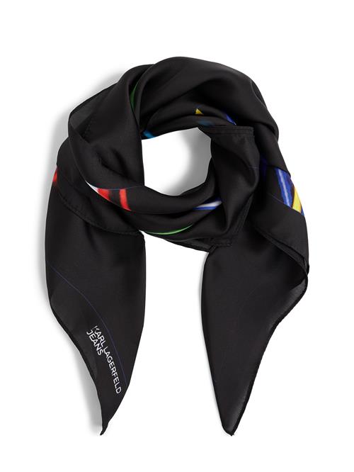 KARL LAGERFELD JEANS Sjal 'Love Unlocked'  royalblå / lysegrøn / sort / hvid