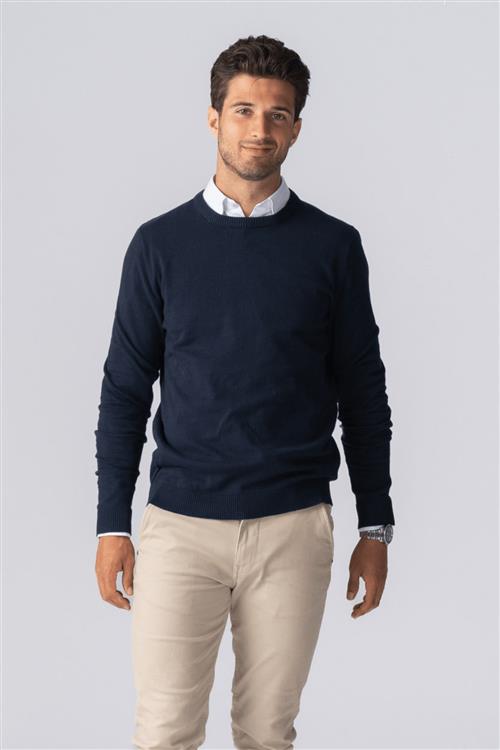 Pullover Rundhals - Navy - Herre - M - TeeShoppen
