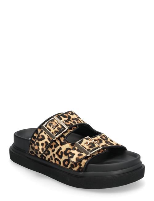 Biamilano Buckle Slide Calf Hair Bianco Brown