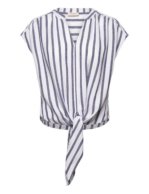 Blouse From Freequent In A Light Material With A Striped Print. The Blouse Has A FREE/QUENT Navy