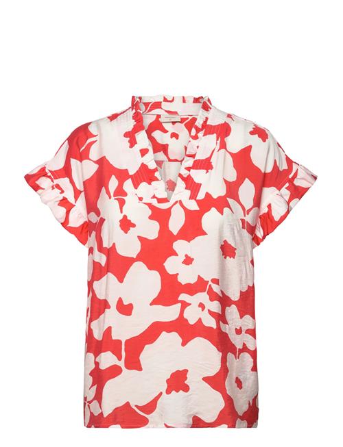 Blouse From Freequent In A Light Material With A Floral Print. The Blouse Has A FREE/QUENT Red