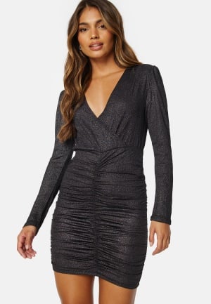 ONLY New Pella Wrap Foil Dress Gunmetal XS