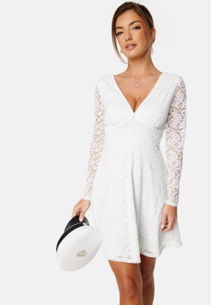 Bubbleroom Occasion Long Sleeve Lace Dress White 3XL