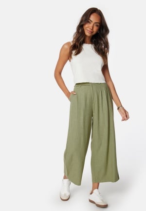 Happy Holly Nyla Linen Pants Khaki green 48/50
