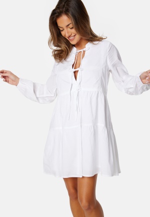 Bubbleroom Occasion Tie L/S cotton dress White XL