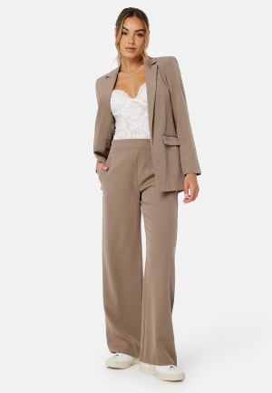 Pieces Bossy HW Wide Plain Pant Fossil XXL/30