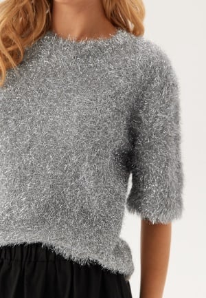 BUBBLEROOM Sparkling Knitted Short Sleeve Sweater Silver XS