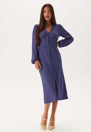 BUBBLEROOM Structure Button Midi Dress Dusty blue XS
