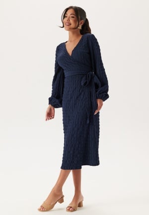 BUBBLEROOM Structure Wrap Dress Navy XS