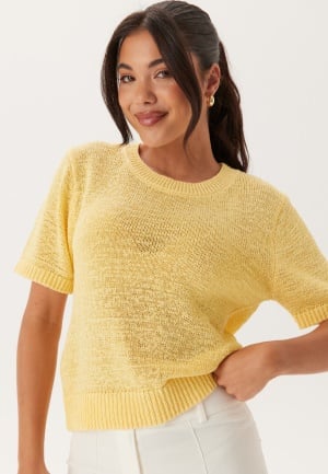 BUBBLEROOM Knitted Short Sleeve Sweater Yellow XS