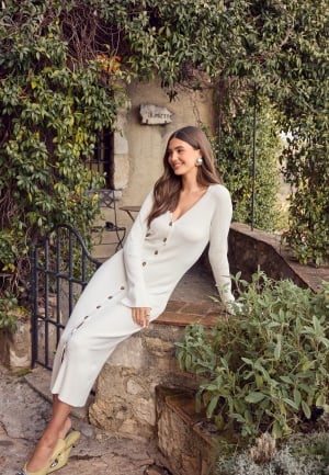 BUBBLEROOM Knitted Cardigan Dress Offwhite XS
