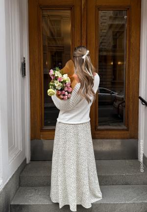 BUBBLEROOM Maxi Viscose Skirt Offwhite/Patterned XS