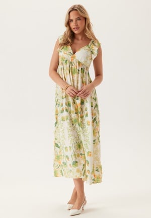 VERO MODA Vmjosie Sl Ankle Frill Dress Cloud Dancer Aop:mea XS
