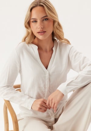 VERO MODA Vmlinn Ls V-neck Shirt  Snow White S
