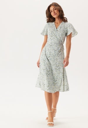 VILA Vilovie S/S Wrap Midi Dress Kentucky Blue AOP: ALY 38