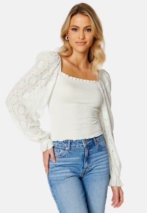 BUBBLEROOM Square Neck Smock Top Offwhite 4XL